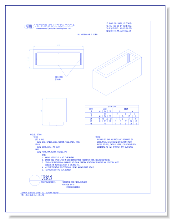 Model Urban Long: Fiberglass Planter