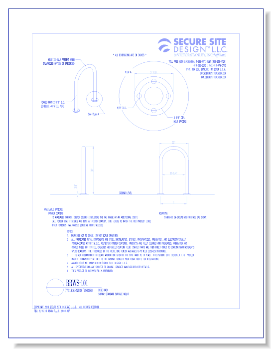 Model BRWS-101: Cycle Sentry™ Bike Rack, Single Loop