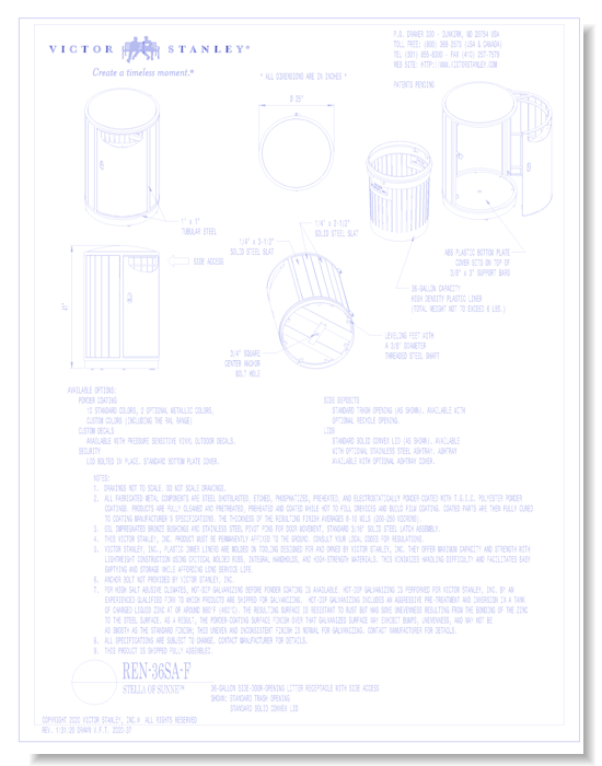 Model REN-36SA-F: Stella of Sunne™ Side-Door Litter Receptacle, 36 gal (136L)
