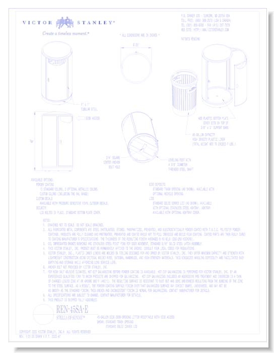 Model REN-45SA-E: Stella of Sunne™ Side-Door Litter Receptacle, 45 gal (170 L)
