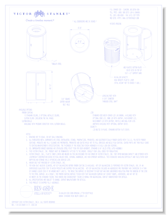 Model REN-45SD-E: Stella of Sunne™ Side-Door Litter Receptacle, 45 gal (170 L)
