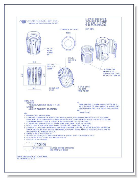 Model DYN-SD-36: Dynasty Side-Door Litter Receptacle, 36 gal (136 L)