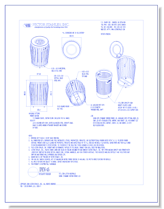 Model DYN-45: Dynasty Litter Receptacle, 45 gal (170 L)