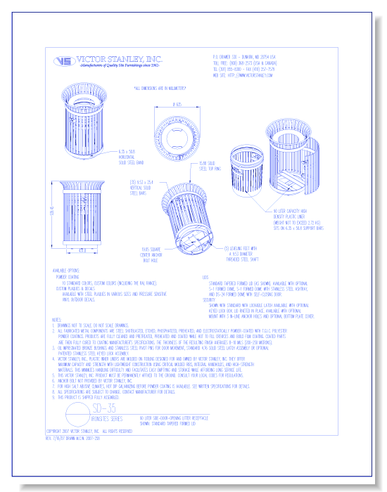 Model SD-35: Ironsites® Side-Door Litter Receptacle, 24 gal (90 L)