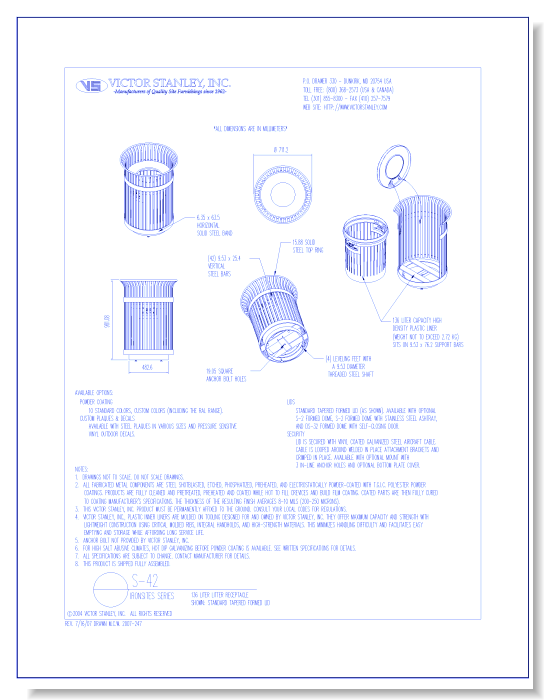 Model S-42: Ironsites® Litter Receptacle, 36 gal (136 L)
