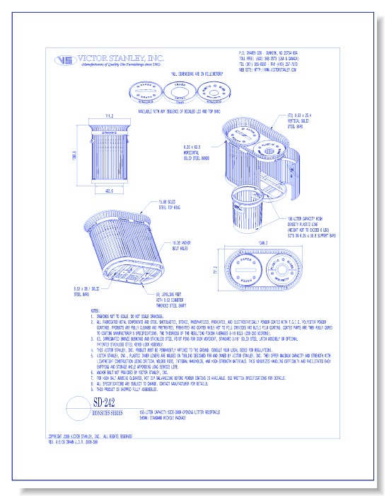 Model SD-242: Ironsites® Side-Door Recycling Station, Two 36 gal (136 L) liners