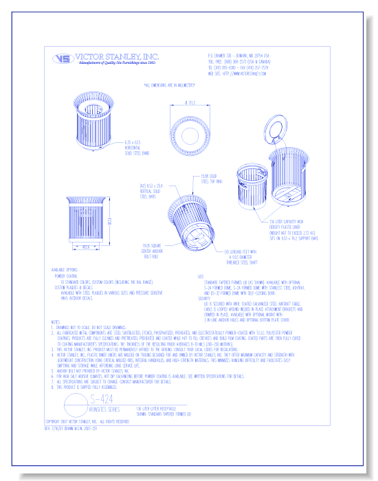 Model S-424: Ironsites® Litter Receptacle, 36 gal (136 L)