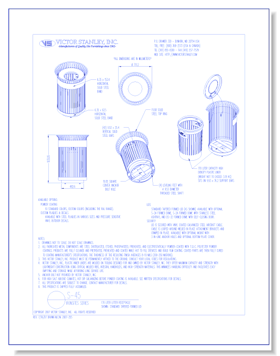 Model S-45: Ironsites® Litter Receptacle, 45 gal (170 L)