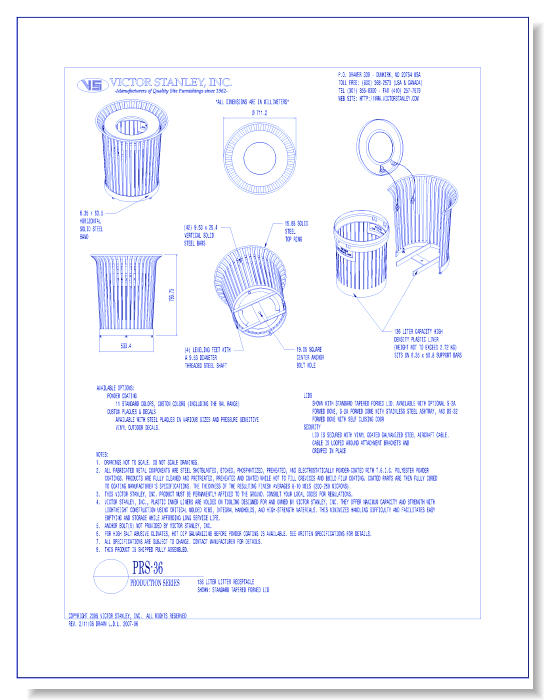 Model PRS-36: Production Litter Receptacle, 36 gal (136 L)