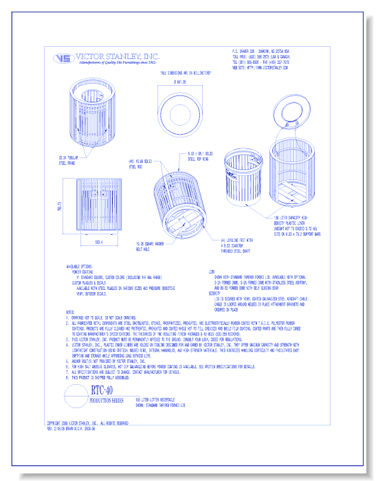 Model RTC-40: Production Litter Receptacle, 36 gal (136 L)