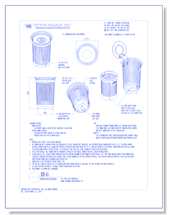 Model RB-45: Steelsites™ RB Litter Receptacle, 45 gal (170 L)