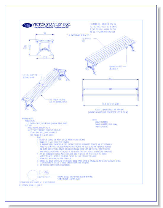 Model C-296: Wood Slats or 2nd Site Systems® Reinforced Recycled Plastic