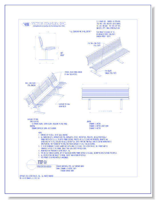 Model FBF-50: Streetsites™ Bench, Horizontal Steel Slats