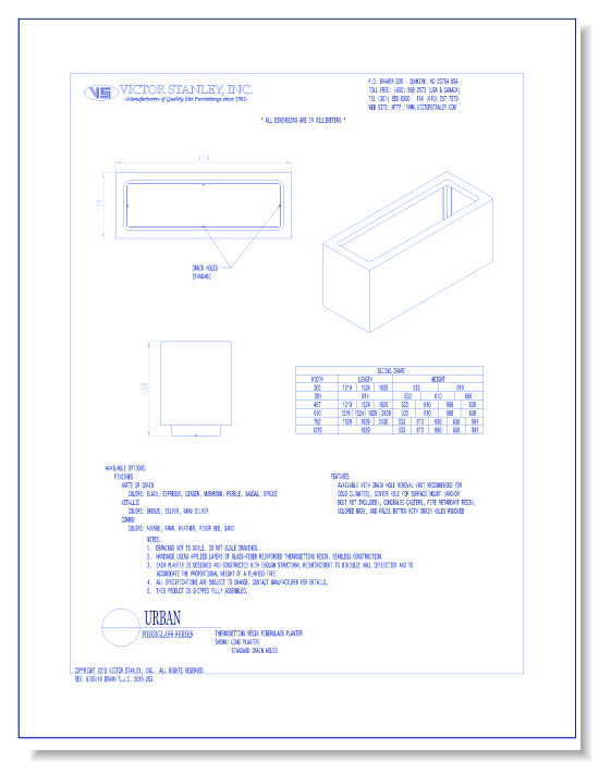 Model Urban Long: Fiberglass Planter