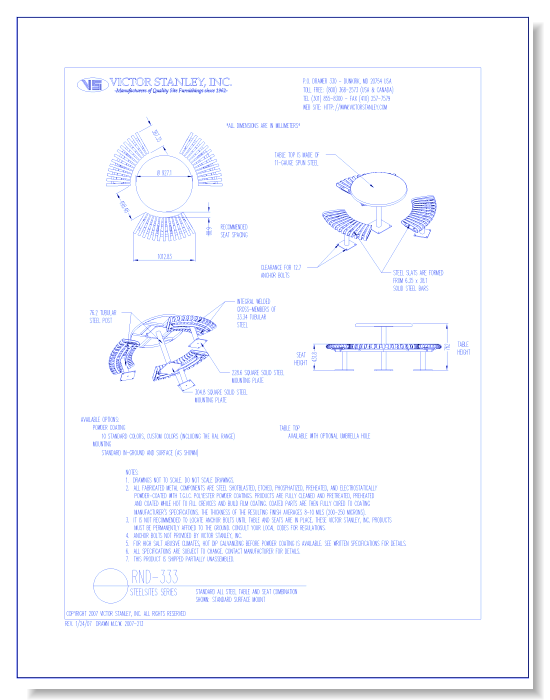 Model RND-333: Steelsites™ Table