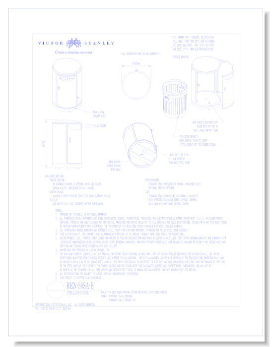 Model REN-36SA-E: Stella of Sunne™ Side-Door Litter Receptacle, 36 gal (136L)
