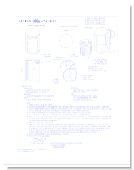Model REN-36SA-F: Stella of Sunne™ Side-Door Litter Receptacle, 36 gal (136L)