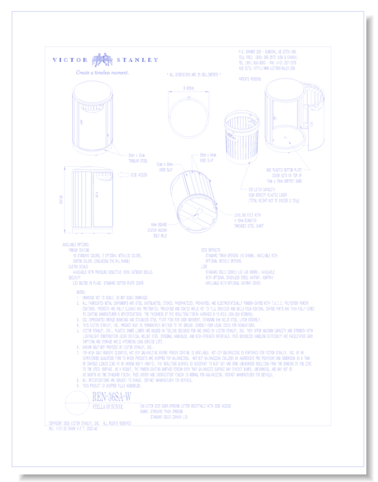 Model REN-36SA-W: Stella of Sunne™ Side-Door Litter Receptacle, 36 gal (136 L)