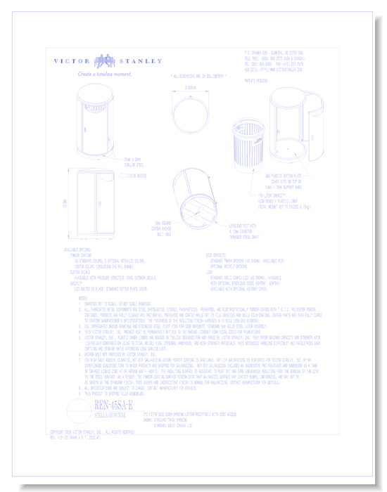 Model REN-45SA-E: Stella of Sunne™ Side-Door Litter Receptacle, 45 gal (170 L)