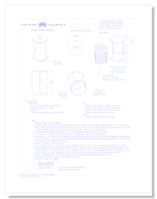 Model REN-45SD-E: Stella of Sunne™ Side-Door Litter Receptacle, 45 gal (170 L)