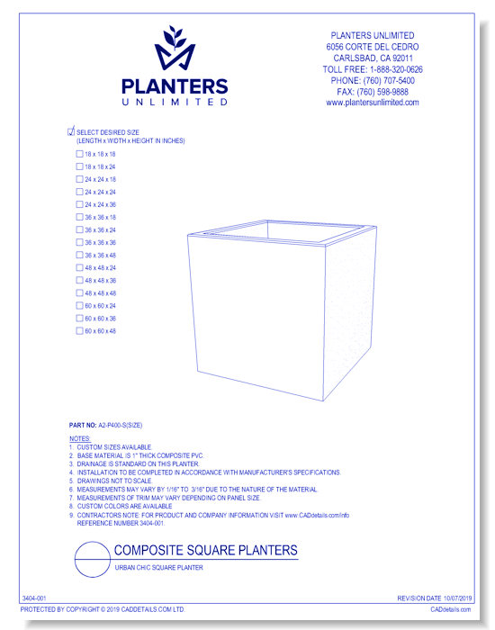 Urban Chic Composite Square Planter