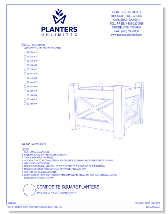 Main Street Premier Composite Square Planter