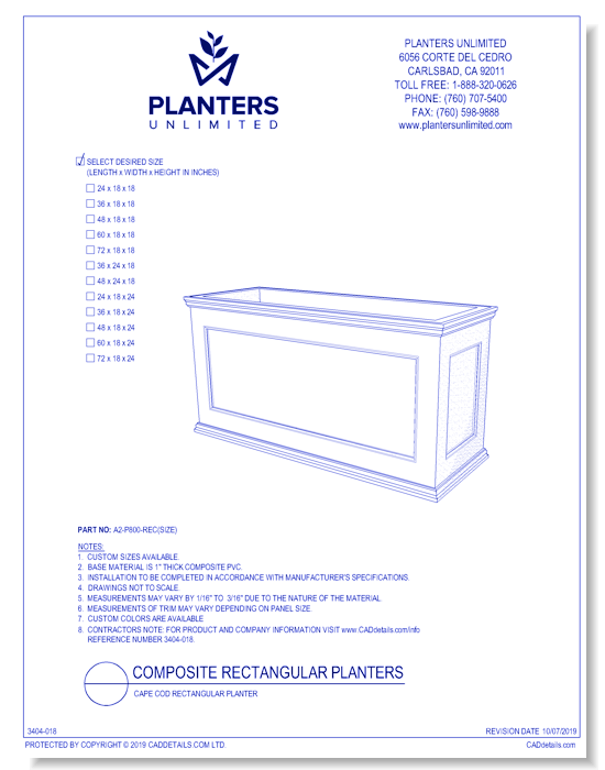 Cape Cod Composite Rectangular Planter