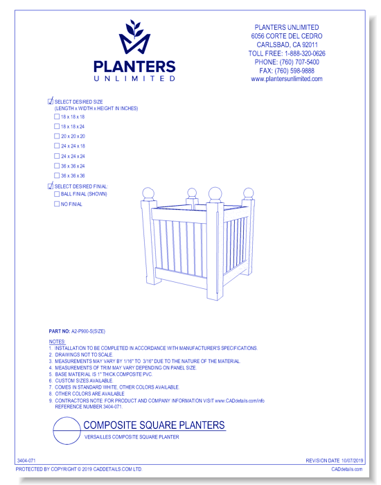 Versailles Composite Square Planter