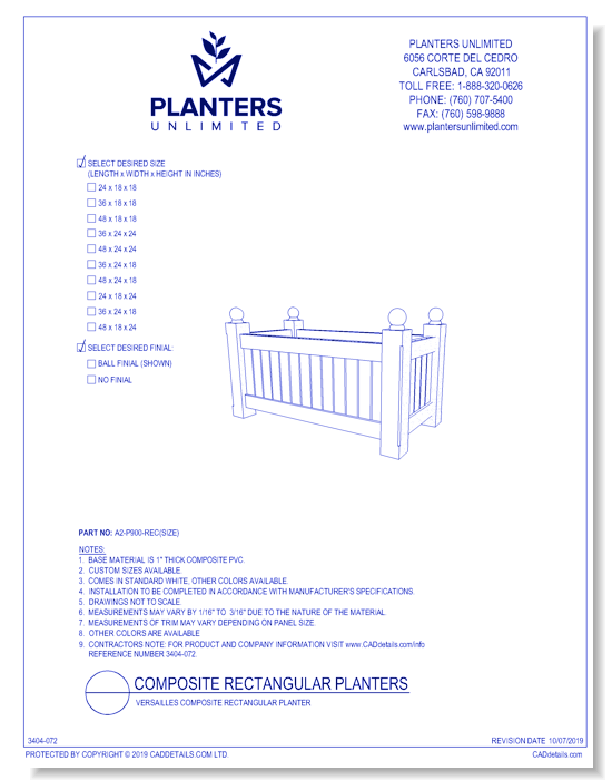 Versailles Composite Rectangular Planter