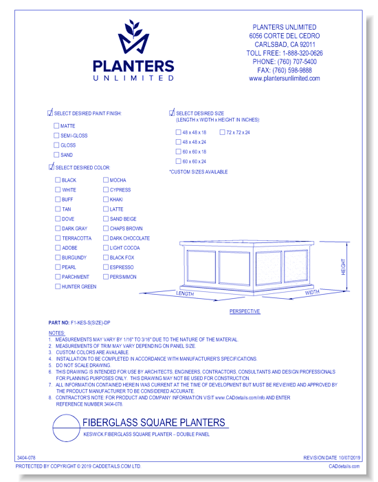 Keswick Fiberglass Square and Rectangle Planter – Double Panel
