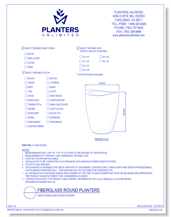 Nazca Fiberglass Round Planter