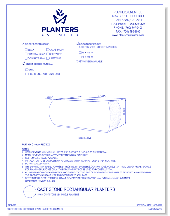 Kahn Cast Stone Rectangle Planters