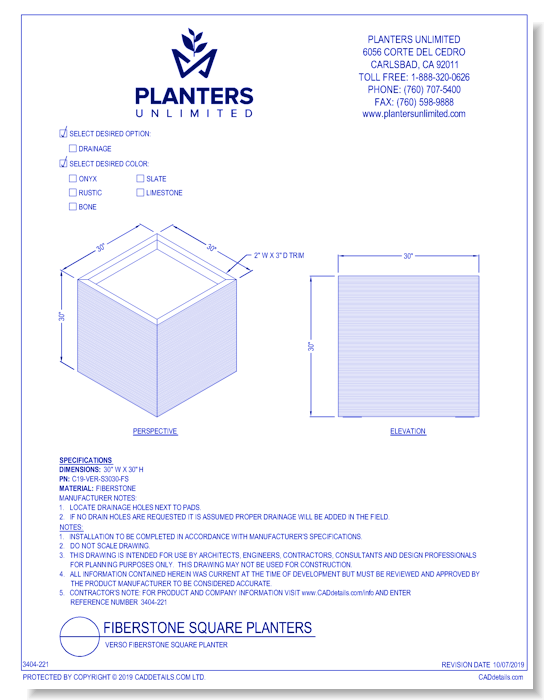 Strato Fiberstone Square Planter