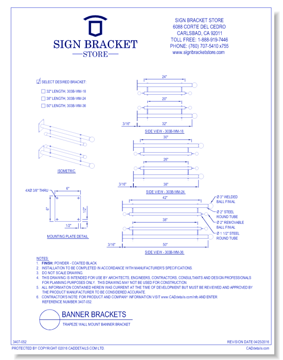 Trapeze Wall Mount Banner Bracket