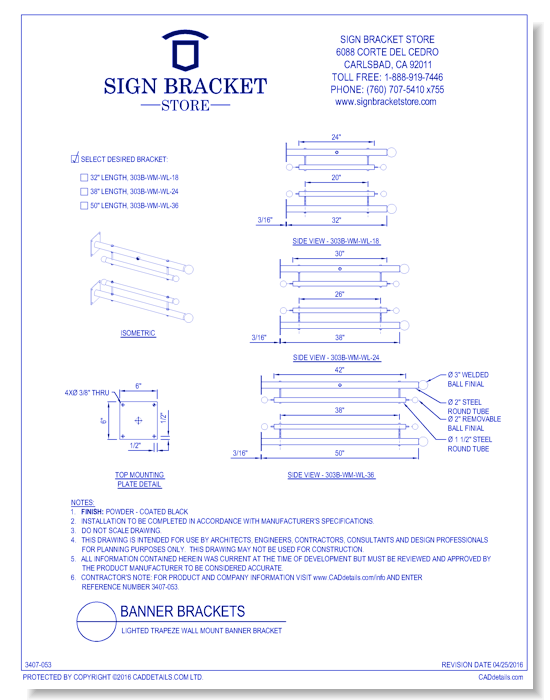 Lighted Trapeze Wall Mount Banner Bracket