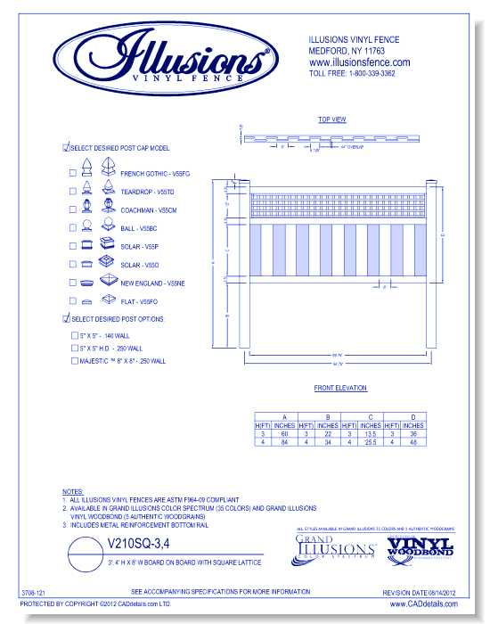 Board on Board with Square Lattice 3', 4' H X 8' W ( V210SQ )