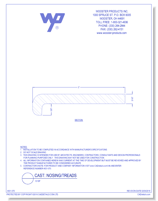 Cast; Nosings/Treads: 101SP