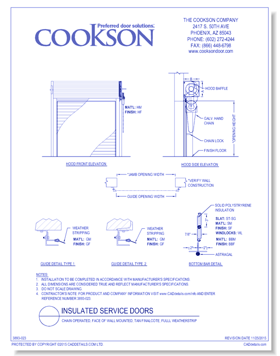 Insulated Wind-Master Door: Chain Operated, Face of Wall Mounted, Tan FinalCote, Fulll Weatherstrip