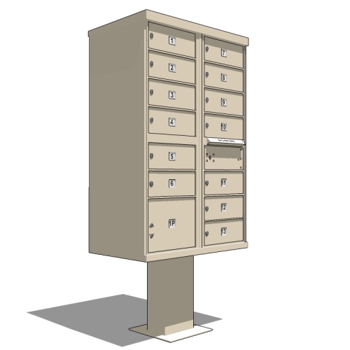 Type IV CBU with Pedestal: Front Loading (N1029597) - 13 Doors w/ 1 Locker