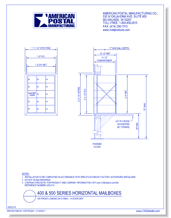 400 Front loading (N1010983) - 14 Door Unit