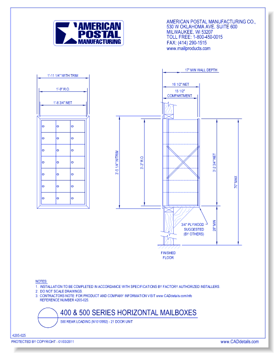 500 Rear Loading (N1010992) - 21 Door Unit