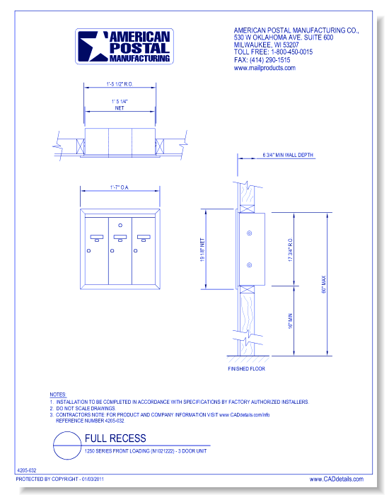 1250 Series Front  Loading (N1021222) - 3 Door Unit