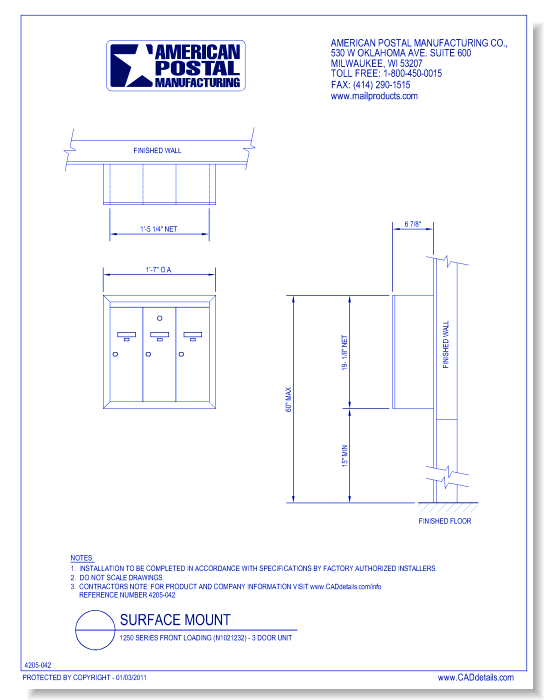 1250 Series Front Loading (N1021232) - 3 Door Unit