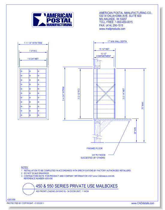 1550 Rear Loading (N1004501) - 33 Door Unit, 11 High