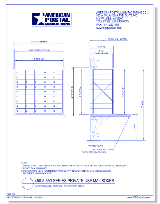 1550 Rear Loading (N1004513) - 45 Door Unit, 9 High
