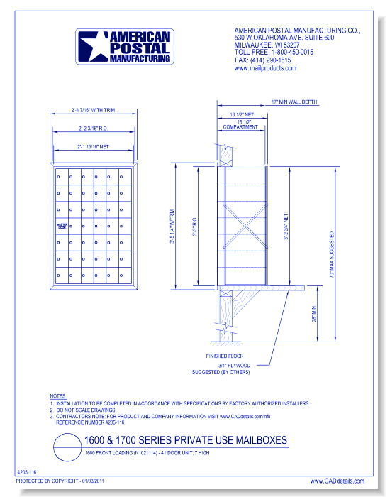 1600 Front Loading (N1021114) - 41 Door Unit, 7 high