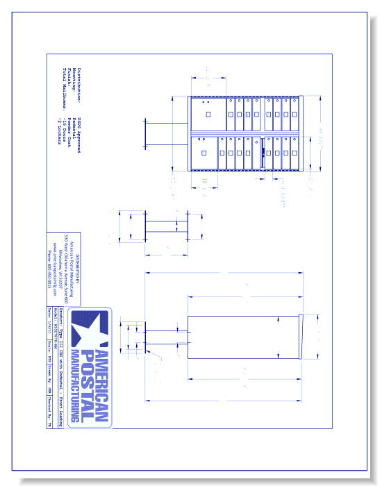 Type III CBU, no Pedestal:  Front Loading (N1027876) - 16 Doors w/ 2 Lockers