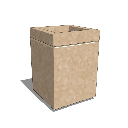 RC40S: 40 Gallon Square Concrete Waste Receptacle