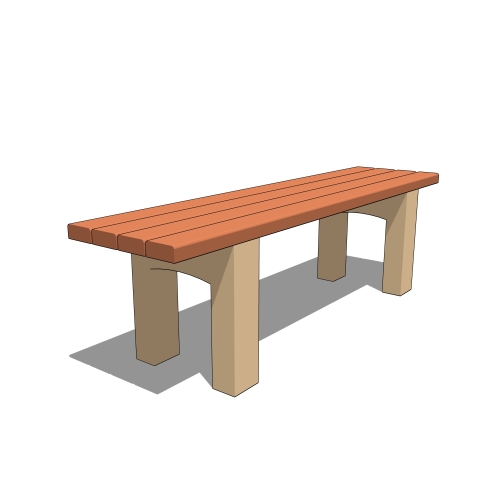 BECxxA: "The Adonis Bench" Backless Concrete Park Bench with Wood Slats