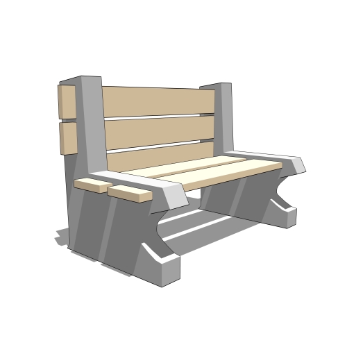 BECxxO: "The Orlando Bench" Concrete with Wood Slats Park Bench with Back
